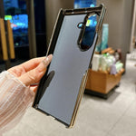 Custodia per telefono in PC con doppia cerniera e logo a gradiente, galvanizzata, con targhetta personalizzata., For Galaxy Z Fold7, For Galaxy Z Fold6, For Galaxy Z Fold5