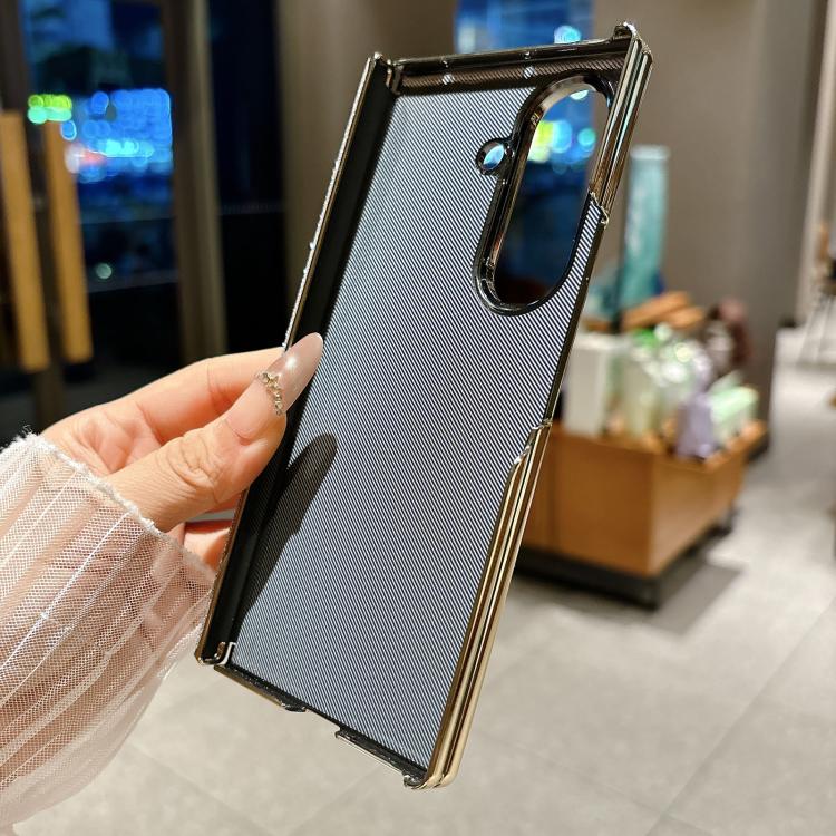 Custodia per telefono in PC con doppia cerniera e logo a gradiente, galvanizzata, con targhetta personalizzata., For Galaxy Z Fold7, For Galaxy Z Fold6, For Galaxy Z Fold5