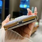 Custodia per telefono in PC con doppia cerniera e logo a gradiente, galvanizzata, con targhetta personalizzata., For Galaxy Z Fold7, For Galaxy Z Fold6, For Galaxy Z Fold5