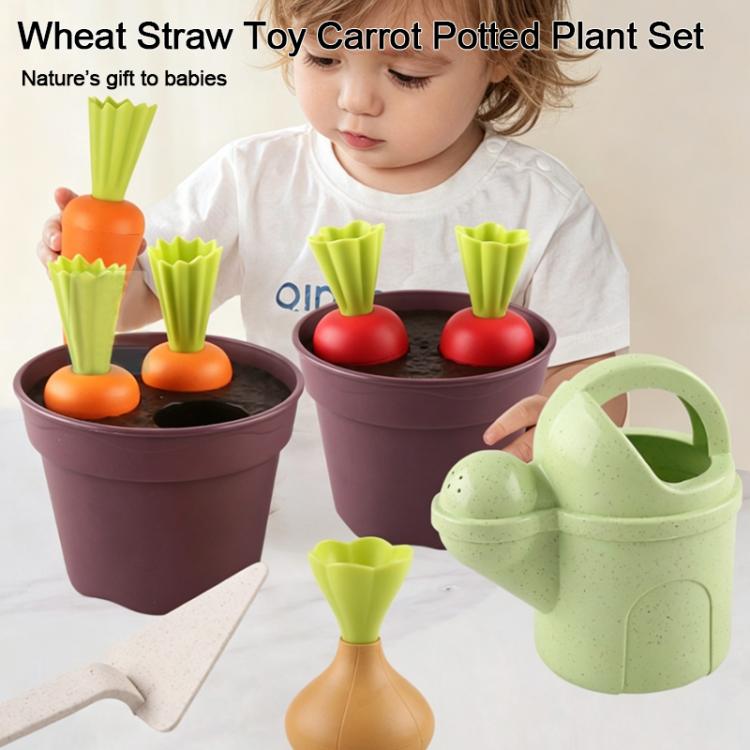 Set di piante in vaso per giochi di ruolo e apprendimento precoce con paglia di grano., Potted Plant Set