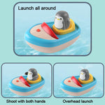 Barca a forma di pinguino elettrica girevole a 360 gradi con spruzzatore d'acqua, giocattolo da bagno per bambini.