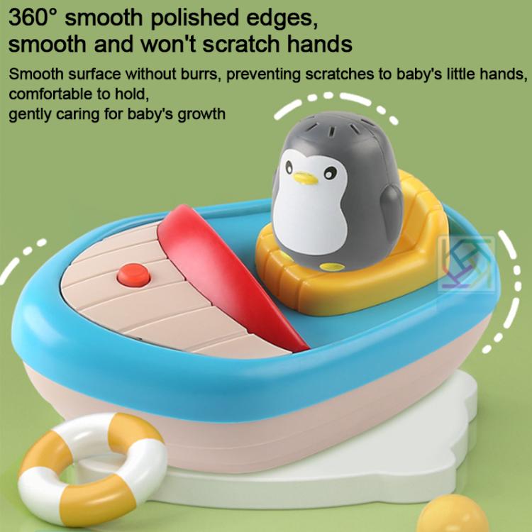 Barca a forma di pinguino elettrica girevole a 360 gradi con spruzzatore d'acqua, giocattolo da bagno per bambini.