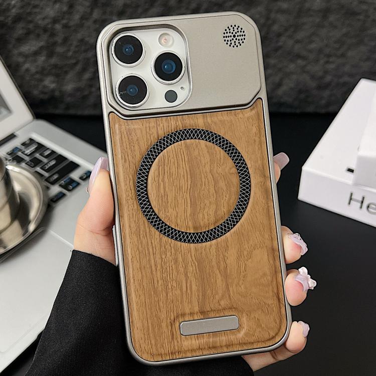 Custodia magnetica antiurto per telefono in PC con effetto legno., For iPhone 13 Pro, For iPhone 12 Pro