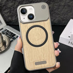 Custodia magnetica antiurto per telefono in PC con effetto legno., For iPhone 15 Pro Max, For iPhone 15 Pro, For iPhone 15 Plus / 14 Plus, For iPhone 15