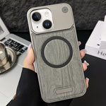 Custodia magnetica antiurto per telefono in PC con effetto legno., For iPhone 15 Pro Max, For iPhone 15 Pro, For iPhone 15 Plus / 14 Plus, For iPhone 15