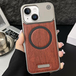 Custodia magnetica antiurto per telefono in PC con effetto legno., For iPhone 15 Pro Max, For iPhone 15 Pro, For iPhone 15 Plus / 14 Plus, For iPhone 15