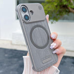Custodia magnetica antiurto per telefono in PC con effetto legno., For iPhone 16 Pro Max, For iPhone 16 Pro, For iPhone 16 Plus, For iPhone 16