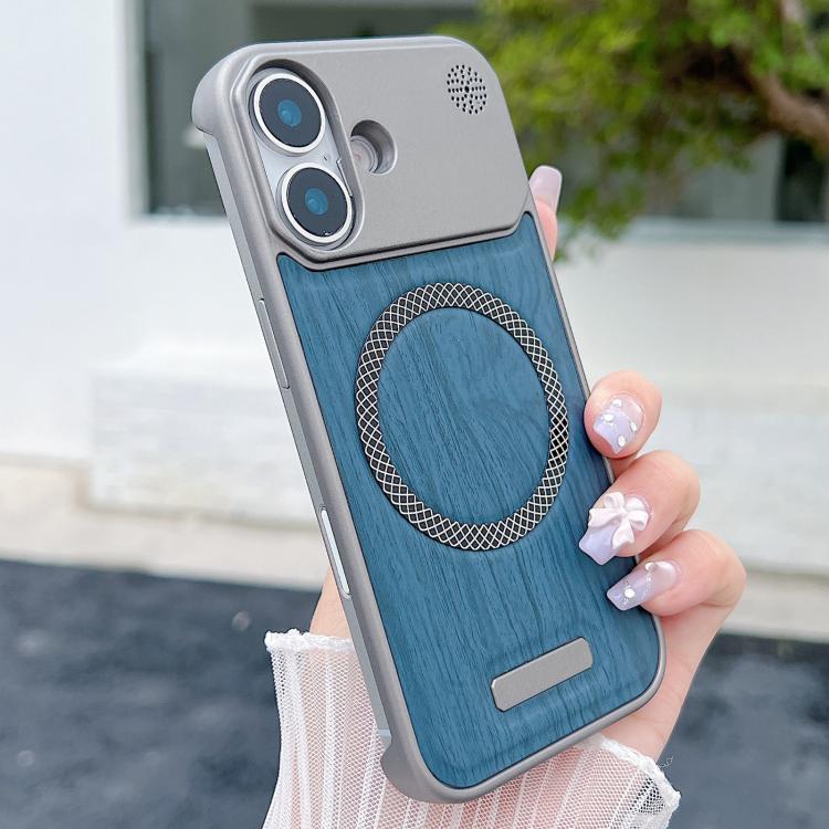 Custodia magnetica antiurto per telefono in PC con effetto legno., For iPhone 16 Pro Max, For iPhone 16 Pro, For iPhone 16 Plus, For iPhone 16