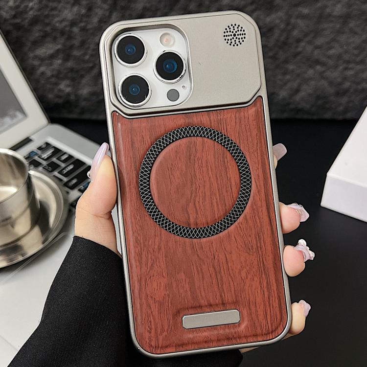 Custodia magnetica antiurto per telefono in PC con effetto legno., For iPhone 16 Pro Max, For iPhone 16 Pro, For iPhone 16 Plus, For iPhone 16