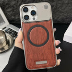 Custodia magnetica antiurto per telefono in PC con effetto legno., For iPhone 16 Pro Max, For iPhone 16 Pro, For iPhone 16 Plus, For iPhone 16