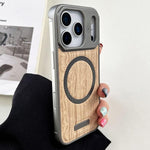 Custodia magnetica antiurto per telefono in PC con effetto legno., For iPhone 17 Pro Max, For iPhone 17 Pro, For iPhone 17, For iPhone Air