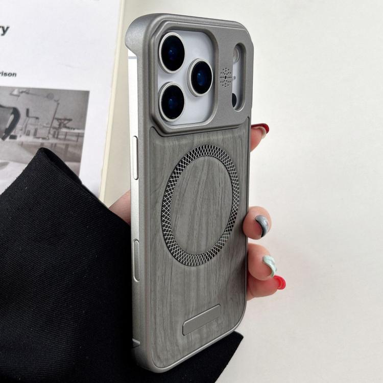 Custodia magnetica antiurto per telefono in PC con effetto legno., For iPhone 17 Pro Max, For iPhone 17 Pro, For iPhone 17, For iPhone Air