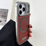 Custodia magnetica antiurto per telefono in PC con effetto legno., For iPhone 17 Pro Max, For iPhone 17 Pro, For iPhone 17, For iPhone Air