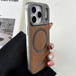 Custodia magnetica antiurto per telefono in PC con effetto legno., For iPhone 17 Pro Max, For iPhone 17 Pro, For iPhone 17, For iPhone Air