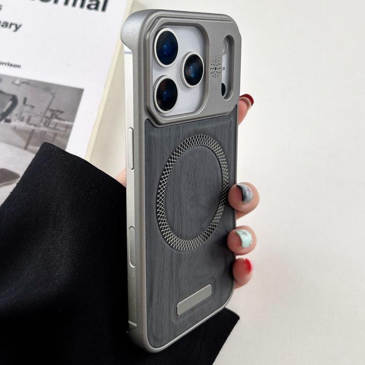 Custodia magnetica antiurto per telefono in PC con effetto legno., For iPhone 17 Pro Max, For iPhone 17 Pro, For iPhone 17, For iPhone Air