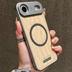 Custodia magnetica antiurto per telefono in PC con effetto legno., For iPhone 17 Pro Max, For iPhone 17 Pro, For iPhone 17, For iPhone Air