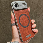 Custodia magnetica antiurto per telefono in PC con effetto legno., For iPhone 17 Pro Max, For iPhone 17 Pro, For iPhone 17, For iPhone Air