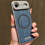 Custodia magnetica antiurto per telefono in PC con effetto legno., For iPhone 17 Pro Max, For iPhone 17 Pro, For iPhone 17, For iPhone Air