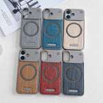 Custodia magnetica antiurto per telefono in PC con effetto legno., For iPhone 17 Pro Max, For iPhone 17 Pro, For iPhone 17, For iPhone Air