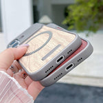 Custodia magnetica antiurto per telefono in PC con effetto legno., For iPhone 16 Pro Max, For iPhone 16 Pro, For iPhone 16 Plus, For iPhone 16