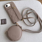 Custodia per telefono in PU con cinturino a motivo a rombi, scomparto per carte e piccolo portafoglio., For iPhone 17e / 16e, For iPhone 17 Pro Max