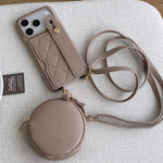 Custodia per telefono in PU con cinturino a motivo a rombi, scomparto per carte e piccolo portafoglio., For iPhone 17e / 16e, For iPhone 17 Pro Max