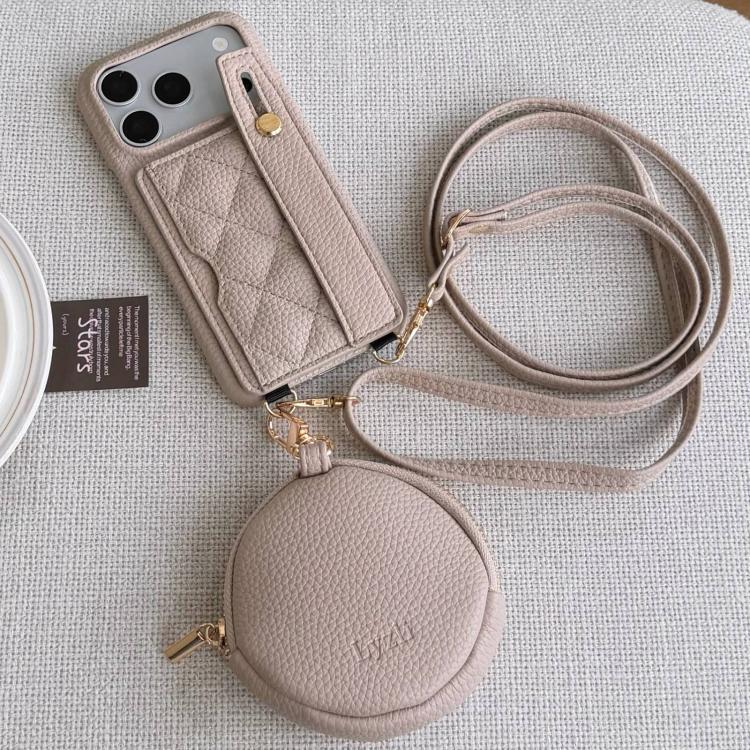 Custodia per telefono in PU con cinturino a motivo a rombi, scomparto per carte e piccolo portafoglio., For iPhone 17e / 16e, For iPhone 17 Pro Max