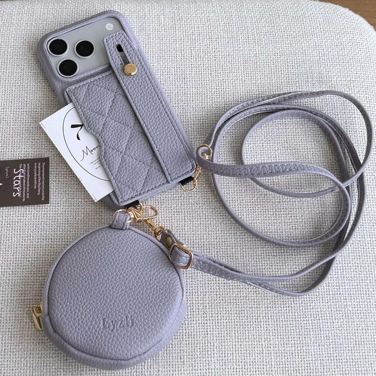 Custodia per telefono in PU con cinturino a motivo a rombi, scomparto per carte e piccolo portafoglio., For iPhone 17 Pro, For iPhone 17