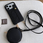 Custodia per telefono in PU con cinturino a motivo a rombi, scomparto per carte e piccolo portafoglio., For iPhone 17 Pro, For iPhone 17