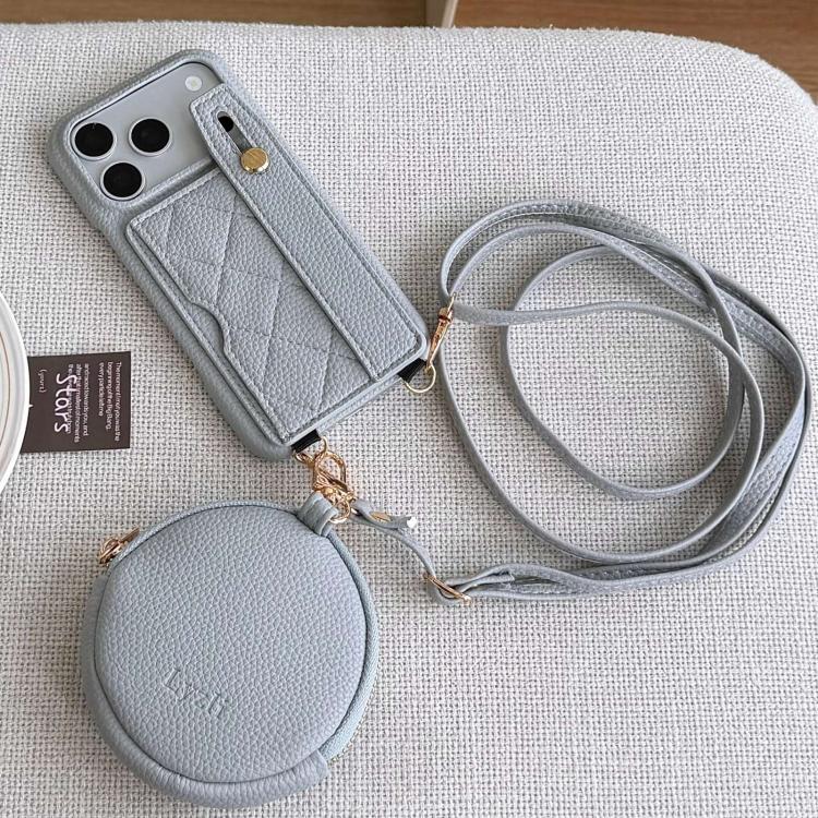 Custodia per telefono in PU con cinturino a motivo a rombi, scomparto per carte e piccolo portafoglio., For iPhone 17 Pro, For iPhone 17