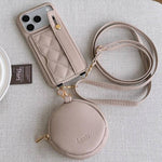 Custodia per telefono in PU con cinturino a motivo a rombi, scomparto per carte e piccolo portafoglio., For iPhone 17 Pro, For iPhone 17