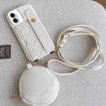 Custodia per telefono in PU con cinturino a motivo a rombi, scomparto per carte e piccolo portafoglio., For iPhone 17 Pro, For iPhone 17