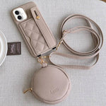 Custodia per telefono in PU con cinturino a motivo a rombi, scomparto per carte e piccolo portafoglio., For iPhone 17 Pro, For iPhone 17