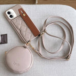 Custodia per telefono in PU con cinturino a motivo a rombi, scomparto per carte e piccolo portafoglio., For iPhone 17 Pro, For iPhone 17