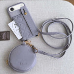 Custodia per telefono in PU con cinturino a motivo a rombi, scomparto per carte e piccolo portafoglio., For iPhone Air, For iPhone 16 Pro Max