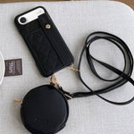 Custodia per telefono in PU con cinturino a motivo a rombi, scomparto per carte e piccolo portafoglio., For iPhone Air, For iPhone 16 Pro Max