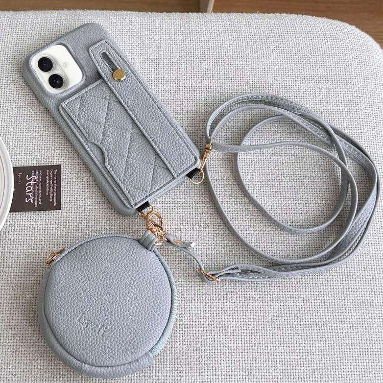 Custodia per telefono in PU con cinturino a motivo a rombi, scomparto per carte e piccolo portafoglio., For iPhone 16 Pro, For iPhone 16 Plus
