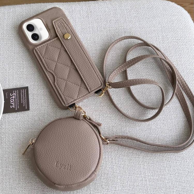 Custodia per telefono in PU con cinturino a motivo a rombi, scomparto per carte e piccolo portafoglio., For iPhone 16, For iPhone 15 Pro Max