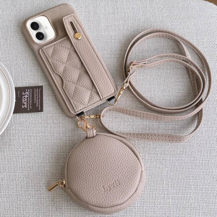 Custodia per telefono in PU con cinturino a motivo a rombi, scomparto per carte e piccolo portafoglio., For iPhone 16, For iPhone 15 Pro Max
