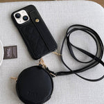 Custodia per telefono in PU con cinturino a motivo a rombi, scomparto per carte e piccolo portafoglio., For iPhone 15, For iPhone 14 Plus