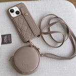 Custodia per telefono in PU con cinturino a motivo a rombi, scomparto per carte e piccolo portafoglio., For iPhone 14, For iPhone 14 Pro