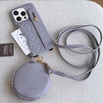 Custodia per telefono in PU con cinturino a motivo a rombi, scomparto per carte e piccolo portafoglio., For iPhone 14, For iPhone 14 Pro