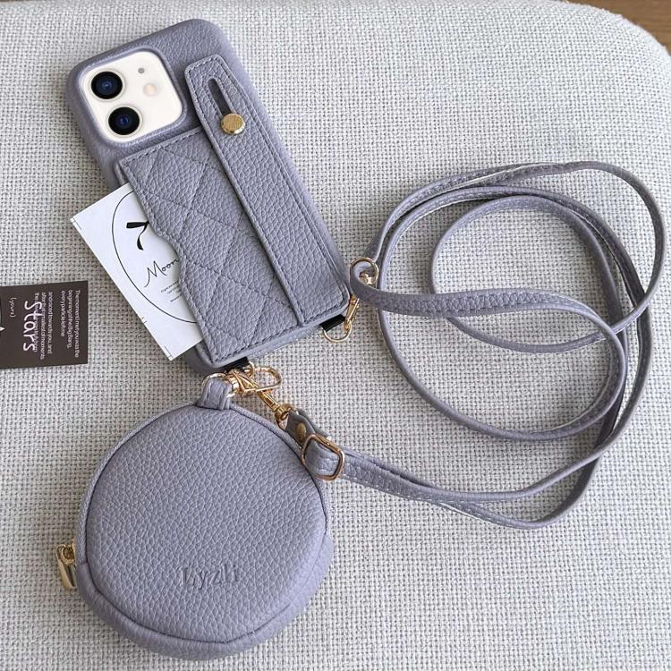 Custodia per telefono in PU con cinturino a motivo a rombi, scomparto per carte e piccolo portafoglio., For iPhone 12 Pro, For iPhone 12 mini