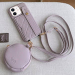 Custodia per telefono in PU con cinturino a motivo a rombi, scomparto per carte e piccolo portafoglio., For iPhone 12 Pro, For iPhone 12 mini