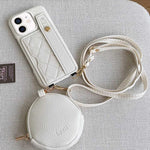 Custodia per telefono in PU con cinturino a motivo a rombi, scomparto per carte e piccolo portafoglio., For iPhone 12 Pro, For iPhone 12 mini