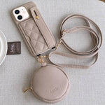 Custodia per telefono in PU con cinturino a motivo a rombi, scomparto per carte e piccolo portafoglio., For iPhone 12 Pro, For iPhone 12 mini