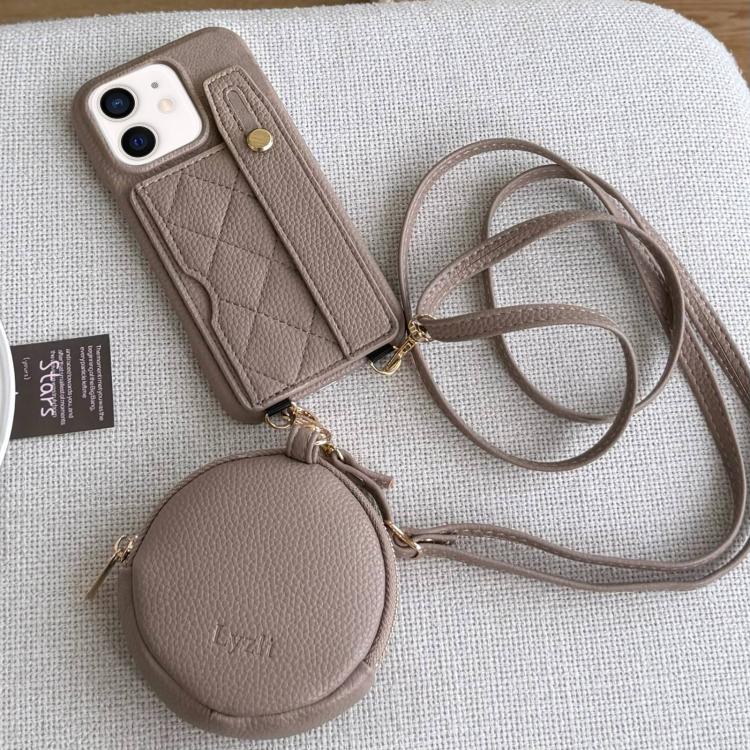 Custodia per telefono in PU con cinturino a motivo a rombi, scomparto per carte e piccolo portafoglio., For iPhone 12, For iPhone 12 Pro Max