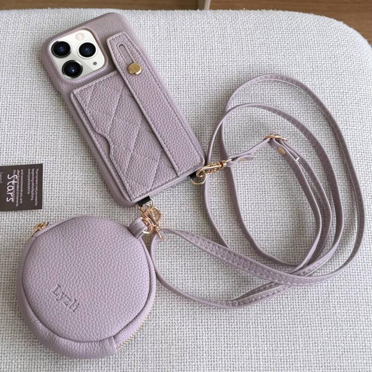Custodia per telefono in PU con cinturino a motivo a rombi, scomparto per carte e piccolo portafoglio., For iPhone 11 Pro Max, For iPhone 11
