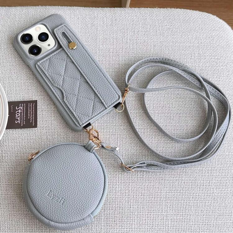 Custodia per telefono in PU con cinturino a motivo a rombi, scomparto per carte e piccolo portafoglio., For iPhone 11 Pro Max, For iPhone 11