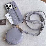 Custodia per telefono in PU con cinturino a motivo a rombi, scomparto per carte e piccolo portafoglio., For iPhone 11 Pro